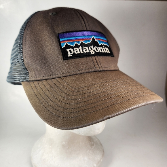 PATAGONIA Cap Hat Snap Back Trucker Mesh Brown Adjustable Mountain Patch - Picture 1 of 10